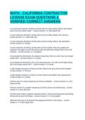 MATH - CALIFORNIA CONTRACTOR LICENSE EXAM QUESTIONS & VERIFIED CORRECT ANSWERS