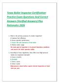 Texas Boiler Inspector Certification Practice Exam Questions And Correct Answers &lpar;Verified Answers&rpar; Plus Rationales 2026 