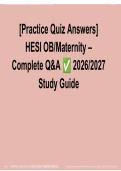 Practice Quiz Answers &ndash; HESI OB Maternity &vert; Complete Questions & Answers  2026&ndash;2027 Study Guide