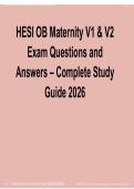 HESI OB Maternity V1 & V2 Exam Questions and Answers &vert; Complete Study Guide 2026