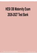 HESI OB Maternity Exam 2026&ndash;2027 &vert; Complete Test Bank with Questions & Answers