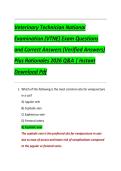 Veterinary Technician National  Examination &lpar;VTNE&rpar; Exam Questions  and Correct Answers &lpar;Verified Answers&rpar;  Plus Rationales 2026 Q&A &vert; Instant  Download Pdf
