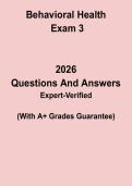 Behavioral Health Exam 3 &vert; Study Guide & Practice Question