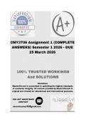 CMY3706 Assignment 1 &lpar;COMPLETE ANSWERS&rpar; Semester 1 2026 - DUE 25 March 2026&semi; 100&percnt; Correct solutions and explanations&period; 