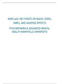 NURS 660&colon; KEY POINTS ON MAOIS&comma; SSRIS&comma; SNRIS&comma; AND ADVERSE EFFECTS PSYCHOPHARM & ADVANCED MENTAL HEALTH &lpar;MARYVILLE UNIVERSITY&rpar;