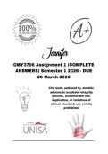 CMY3706 Assignment 1 &lpar;COMPLETE ANSWERS&rpar; Semester 1 2026 - DUE 25 March 2026&semi; 100&percnt; Correct solutions and explanations&period; 