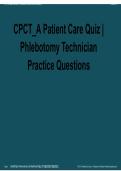 CPCT-A Patient Care Quiz &vert; Phlebotomy Technician Practice Questions & Study Guide 2026