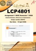LCP4801 Assignment 1 QUIZ &lpar;100&percnt; COMPLETE ANSWERS&rpar; Semester 1 2026 - DUE 17 April 2026