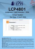 LCP4801 Assignment 1 QUIZ &lpar;ANSWERS&rpar; Semester 1 2026 - DISTINCTION GUARANTEED