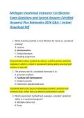 Michigan Vocational Instructor Certification  Exam Questions and Correct Answers &lpar;Verified  Answers&rpar; Plus Rationales 2026 Q&A &vert; Instant  Download Pdf 