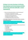 Michigan Curriculum Developer Certification  Exam Questions and Correct Answers &lpar;Verified  Answers&rpar; Plus Rationales 2026 Q&A &vert; Instant  Download Pdf 