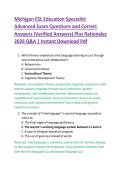 Michigan ESL Education Specialist  Advanced Exam Questions and Correct  Answers &lpar;Verified Answers&rpar; Plus Rationales  2026 Q&A &vert; Instant Download Pdf