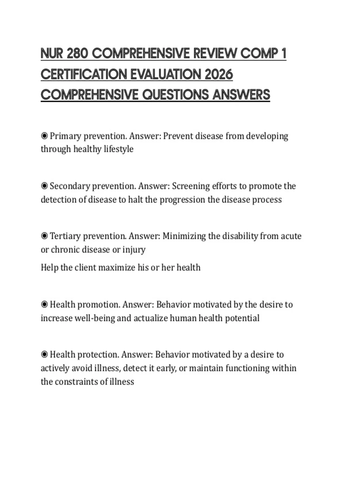 NUR 280 COMPREHENSIVE REVIEW COMP 1 CERTIFICATION EVALUATION 2026 ...