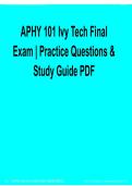 APHY 101 Ivy Tech Final Exam &vert; Practice Questions & Study Guide PDF 2026