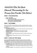 2026&sol;2027 Test Bank&colon; Edmunds' Pharmacology for the Primary Care Provider &lpar;5th Edition&rpar; &vert; Q&A with Full Rationales