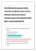 SVIA Off-Road Recreational Vehicle  Technician Certification Exam Practice  Questions And Correct Answers  &lpar;Verified Answers&rpar; Plus Rationales 2026  Q&A &vert; Instant Download Pdf