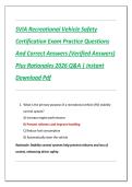 SVIA Recreational Vehicle Safety  Certification Exam Practice Questions  And Correct Answers &lpar;Verified Answers&rpar;  Plus Rationales 2026 Q&A &vert; Instant  Download Pdf