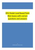 EPA Model Lead Based Paint Risk Assess with correct questions and answer