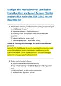 Michigan EMS Medical Director Certification  Exam Questions and Correct Answers &lpar;Verified  Answers&rpar; Plus Rationales 2026 Q&A &vert; Instant  Download Pdf 