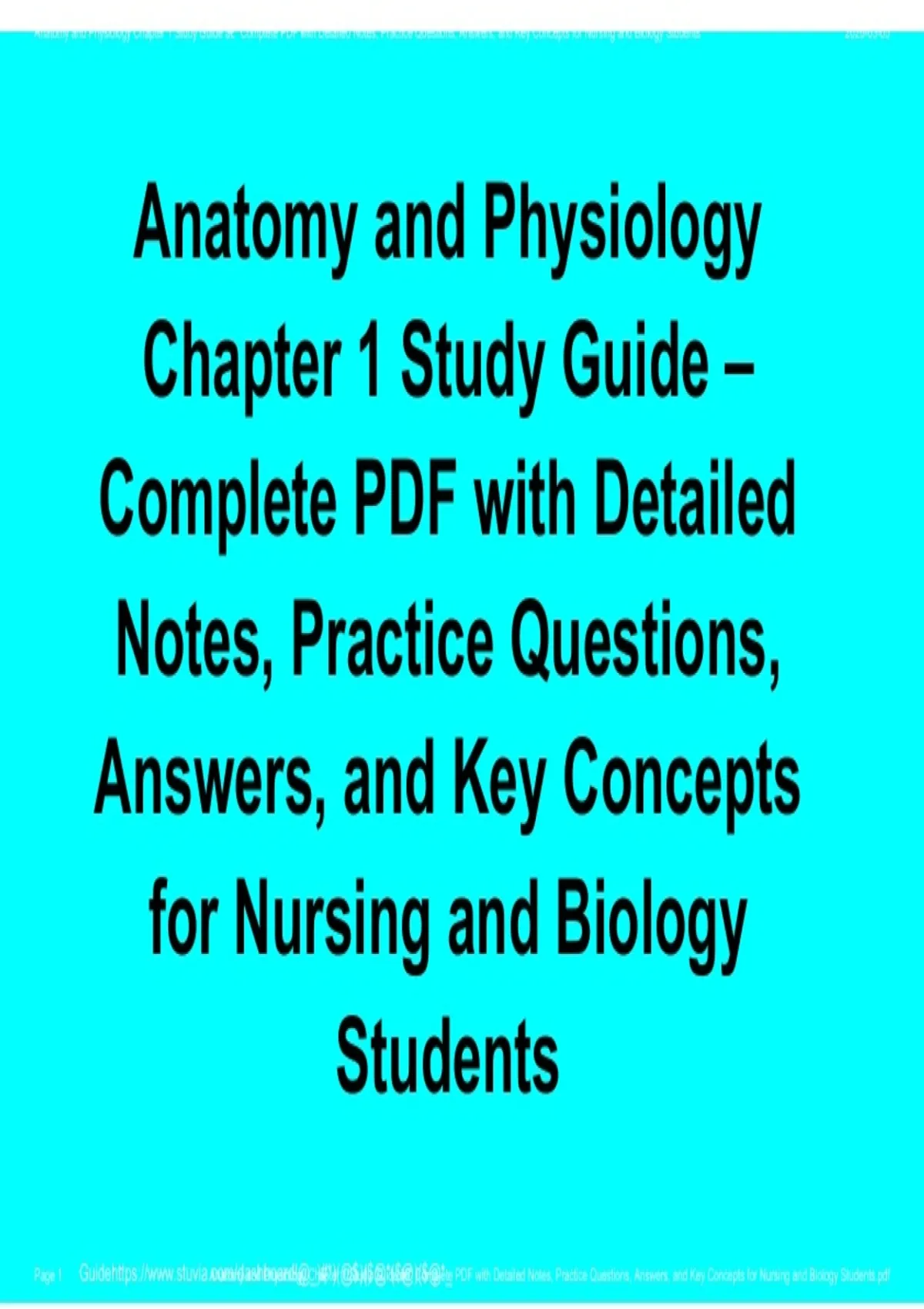 Anatomy and Physiology Chapter 1 Study Guide – Complete PDF with ...