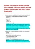 Michigan Fire Protection Systems Specialist  Exam Questions and Correct Answers &lpar;Verified  Answers&rpar; Plus Rationales 2026 Q&A &vert; Instant  Download Pdf