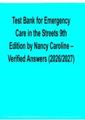 Test Bank for Emergency Care in the Streets 9th Edition by Nancy Caroline &vert; Verified Answers 2026