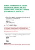 Michigan Hazardous Materials Specialist  Advanced exam Questions and Correct  Answers &lpar;Verified Answers&rpar; Plus Rationales  2026 Q&A &vert; Instant Download Pdf