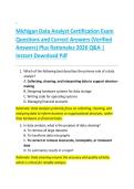 Michigan Data Analyst Certification Exam  Questions and Correct Answers &lpar;Verified  Answers&rpar; Plus Rationales 2026 Q&A &vert;  Instant Download Pdf 