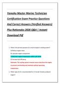 Yamaha Master Marine Technician  Certification Exam Practice Questions  And Correct Answers &lpar;Verified Answers&rpar;  Plus Rationales 2026 Q&A &vert; Instant  Download Pdf 