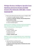Michigan Business Intelligence Specialist Exam   Questions and Correct Answers &lpar;Verified  Answers&rpar; Plus Rationales 2026 Q&A &vert; Instant  Download Pdf 
