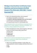 Michigan Cloud Architect Certification Exam  Questions and Correct Answers &lpar;Verified  Answers&rpar; Plus Rationales 2026 Q&A &vert; Instant  Download Pdf 
