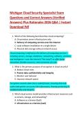 Michigan Cloud Security Specialist Exam  Questions and Correct Answers &lpar;Verified  Answers&rpar; Plus Rationales 2026 Q&A &vert; Instant  Download Pdf 