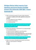 Michigan Marine Safety Inspector Exam   Questions and Correct Answers &lpar;Verified  Answers&rpar; Plus Rationales 2026 Q&A &vert; Instant  Download Pdf