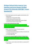 Michigan Railroad Safety Inspector Exam  Questions and Correct Answers &lpar;Verified  Answers&rpar; Plus Rationales 2026 Q&A &vert; Instant  Download Pdf 