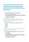 Michigan Railroad Signal Technician Exam  Questions and Correct Answers &lpar;Verified  Answers&rpar; Plus Rationales 2026 Q&A &vert; Instant  Download Pdf 