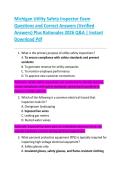 Michigan Utility Safety Inspector Exam  Questions and Correct Answers &lpar;Verified  Answers&rpar; Plus Rationales 2026 Q&A &vert; Instant  Download Pdf 
