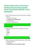 Michigan Highway Safety Technician Exam  Questions and Correct Answers &lpar;Verified  Answers&rpar; Plus Rationales 2026 Q&A &vert; Instant  Download Pdf