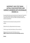 Maternity HESI Test Bank &ndash; 100&plus; Exam Questions with Correct Answers & Rationales &lpar;Graded A&rpar;