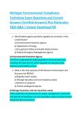 Michigan Environmental Compliance  Technician Exam Questions and Correct  Answers &lpar;Verified Answers&rpar; Plus Rationales  2026 Q&A &vert; Instant Download Pdf 