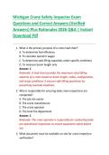 Michigan Crane Safety Inspector Exam  Questions and Correct Answers &lpar;Verified  Answers&rpar; Plus Rationales 2026 Q&A &vert; Instant  Download Pdf 