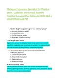 Michigan Ergonomics Specialist Certification  exam   Questions and Correct Answers  &lpar;Verified Answers&rpar; Plus Rationales 2026 Q&A &vert;  Instant Download Pdf 