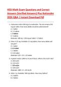 HESI Math Exam Questions and Correct  Answers &lpar;Verified Answers&rpar; Plus Rationales  2026 Q&A &vert; Instant Download Pdf 