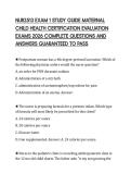 NUR2513 EXAM 1 STUDY GUIDE MATERNAL CHILD HEALTH CERTIFICATION EVALUATION EXAMS 2026 COMPLETE QUESTIONS AND ANSWERS GUARANTEED TO PASS