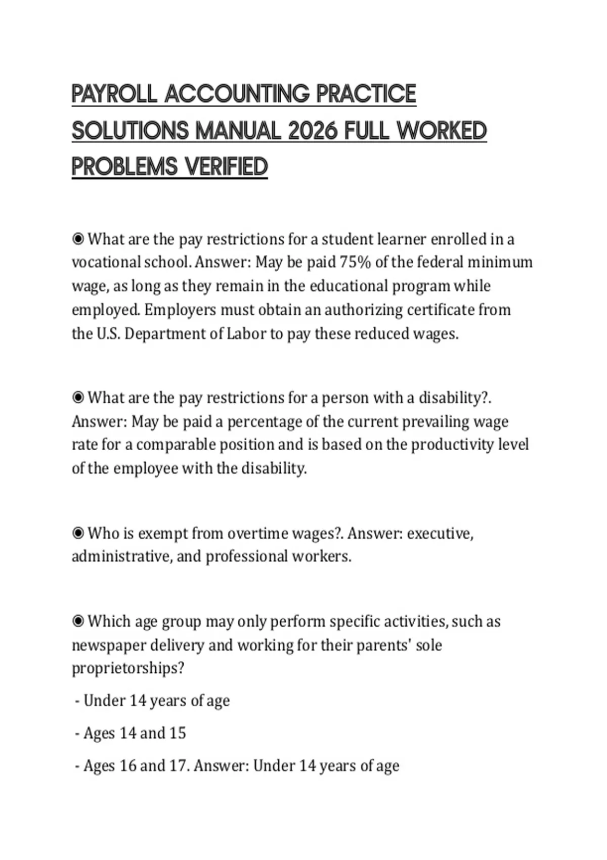 Paystub Problem Solving Answer Key PAYROLL ACCOUNTING PRACTICE SOLUTIONS MANUAL 2026 FULL WORKED PROBLEMS ...