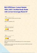 BLS CPR Exam &vert; Latest Update 2026 &vert; 2027 &vert; Verified Study Guide with correct Coverage&vert; Rated A&plus;     