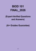 BIOD 101 Final Exam 2026 PDF &ndash; Practice Questions & Study Guide