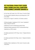 PCT NATIONAL EXAM STUDY GUIDE FINAL PAPER 2026 FULL QUESTIONS WITH CORRECT ANSWERS GRADED A&plus;