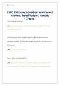 Psyc 230 exam 3 questions and correct answers