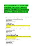 REAL ESTATE BROKER LICENSING EXAM   QUESTIONS AND CORRECT ANSWERS  &lpar;VERIFIED ANSWERS&rpar; PLUS RATIONALES  2026 Q&A &vert; INSTANT DOWNLOAD PDF 