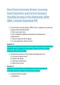 Real Estate Associate Broker Licensing  Exam Questions and Correct Answers  &lpar;Verified Answers&rpar; Plus Rationales 2026  Q&A &vert; Instant Download Pdf 
